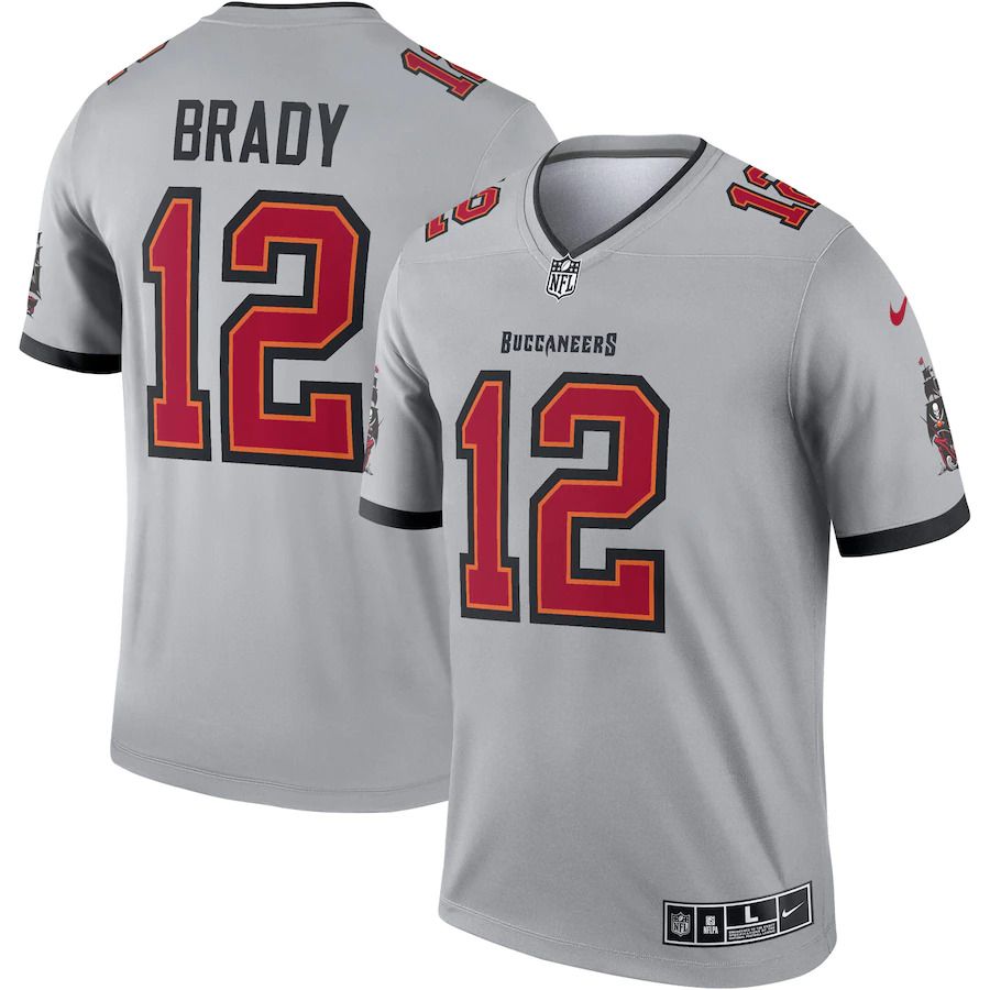Men Tampa Bay Buccaneers 12 Tom Brady Nike Gray Inverted Legend NFL Jersey